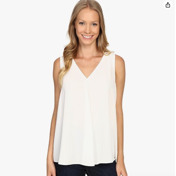Vince Camuto Women's Sleeveless V-Neck Drape Front Blouse Ivory XL Extra Large - Picture 1 of 8